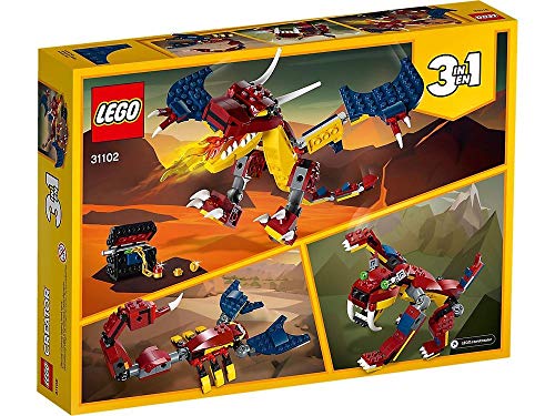 LEGO Creator 3in1 Fire Dragon 31102 Building Kit, Cool Buildable Toy for Kids (234 Pieces)