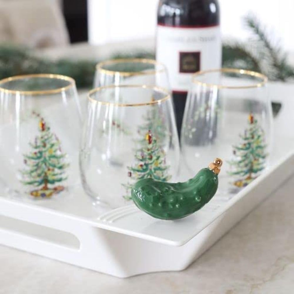 Nora Fleming Christmas Pickle - Hand-Painted Ceramic Christmas Decor - Winter Minis for The Home and Office