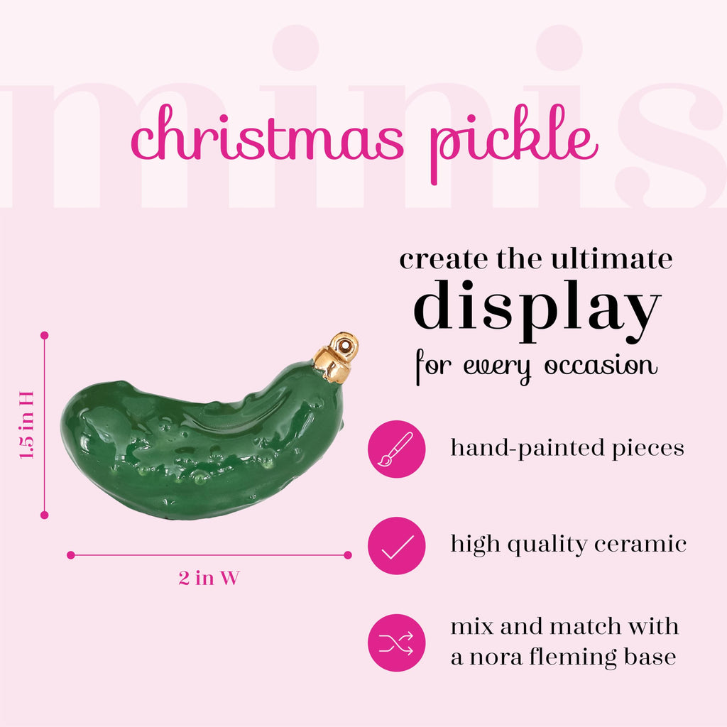 Nora Fleming Christmas Pickle - Hand-Painted Ceramic Christmas Decor - Winter Minis for The Home and Office